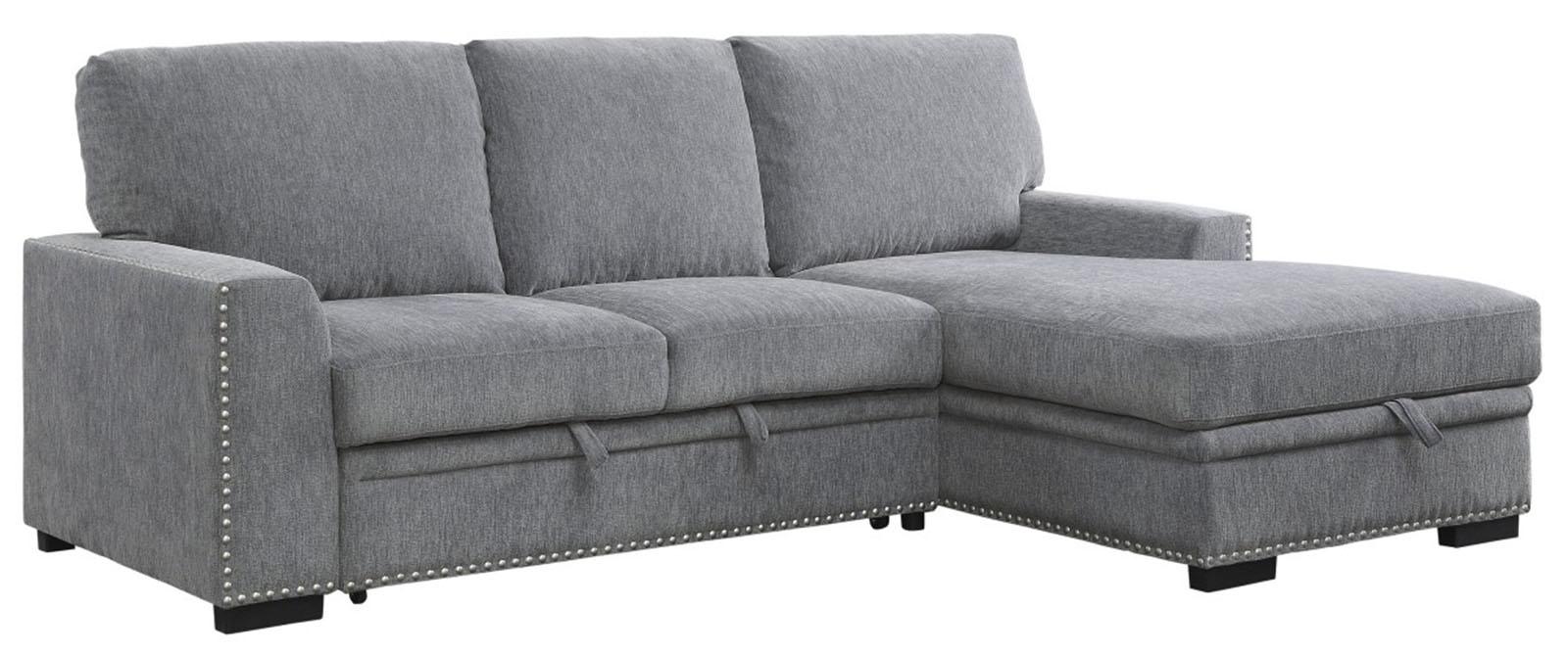 Morelia 2pc Sectional with Pull Out Bed and Right Chaise in Dark Gray 9468DG*2RC2L - Home Furniture And More (Brentwood, MD)