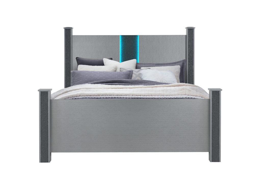 Logan Silver Bed With Led And Speakers - Home Furniture And More (Brentwood, MD)
