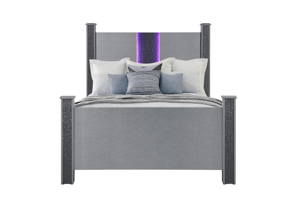 Logan Silver Bed With Led And Speakers - Home Furniture And More (Brentwood, MD)