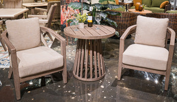 Joy Lagoon Outdoor Chairs with Cushions/Table (Set of 3) - Home Furniture And More (Brentwood, MD)