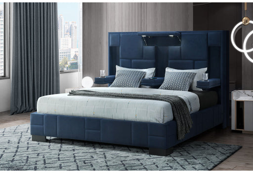 Oscar Navy Blue Bed No Wood Trim - Home Furniture And More (Brentwood, MD)