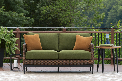 Horizon Hall Outdoor Loveseat with Cushion - Home Furniture And More (Brentwood, MD)