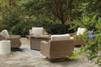 Beachcroft Beachcroft Fire Pit Table with Four Nuvella Swivel Lounge Chairs - Home Furniture And More (Brentwood, MD)