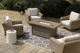 Beachcroft Beachcroft Fire Pit Table with Four Nuvella Swivel Lounge Chairs - Home Furniture And More (Brentwood, MD)