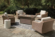 Beachcroft Beachcroft Fire Pit Table with Four Nuvella Swivel Lounge Chairs - Home Furniture And More (Brentwood, MD)