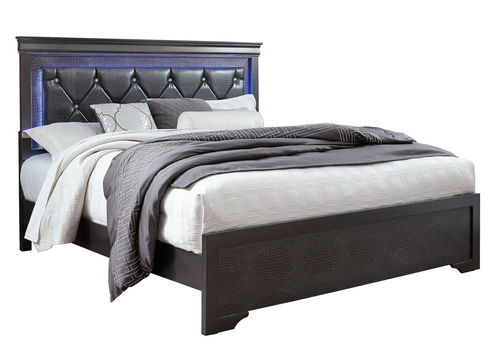 Pompei Metallic Grey Bed With Led - Home Furniture And More (Brentwood, MD)