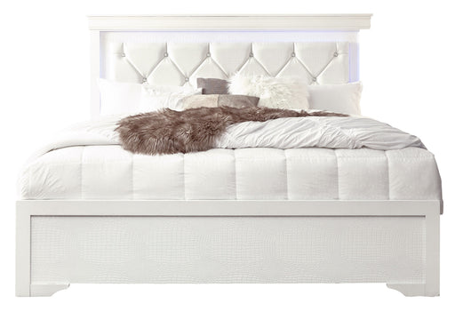 Pompei Metallic White Bed With Led - Home Furniture And More (Brentwood, MD)