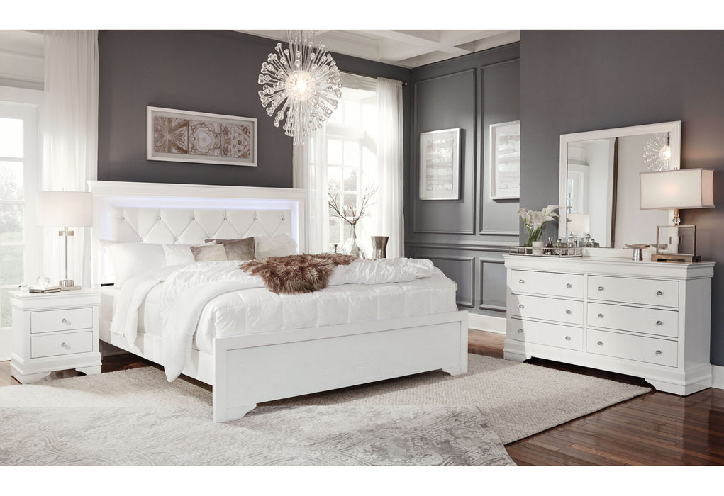 Pompei Metallic White Group With Led - Home Furniture And More (Brentwood, MD)