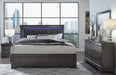 Pompei Metallic Grey Full Bed Grey With Led - Home Furniture And More (Brentwood, MD)