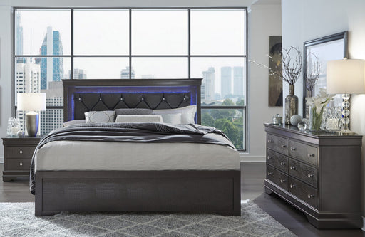 Pompei Metallic Grey Bed Group With Led - Home Furniture And More (Brentwood, MD)