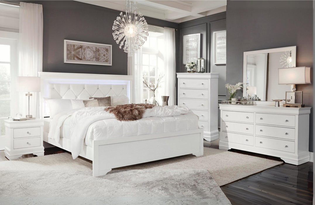 Pompei Metallic White Group With Led - Home Furniture And More (Brentwood, MD)