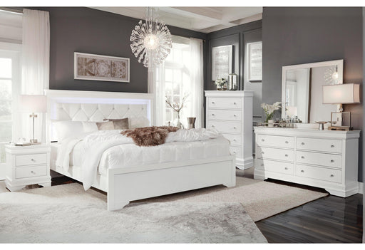 Pompei Metallic White Group With Led - Home Furniture And More (Brentwood, MD)