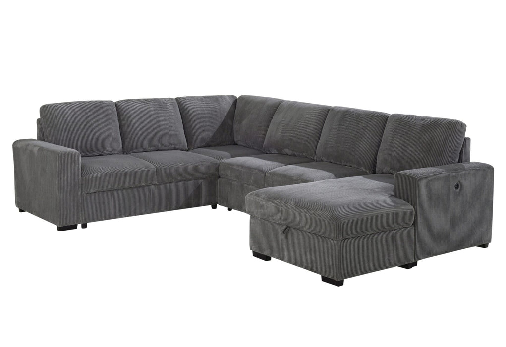 U2660 Grey L Sectional Pullout - Home Furniture And More (Brentwood, MD)