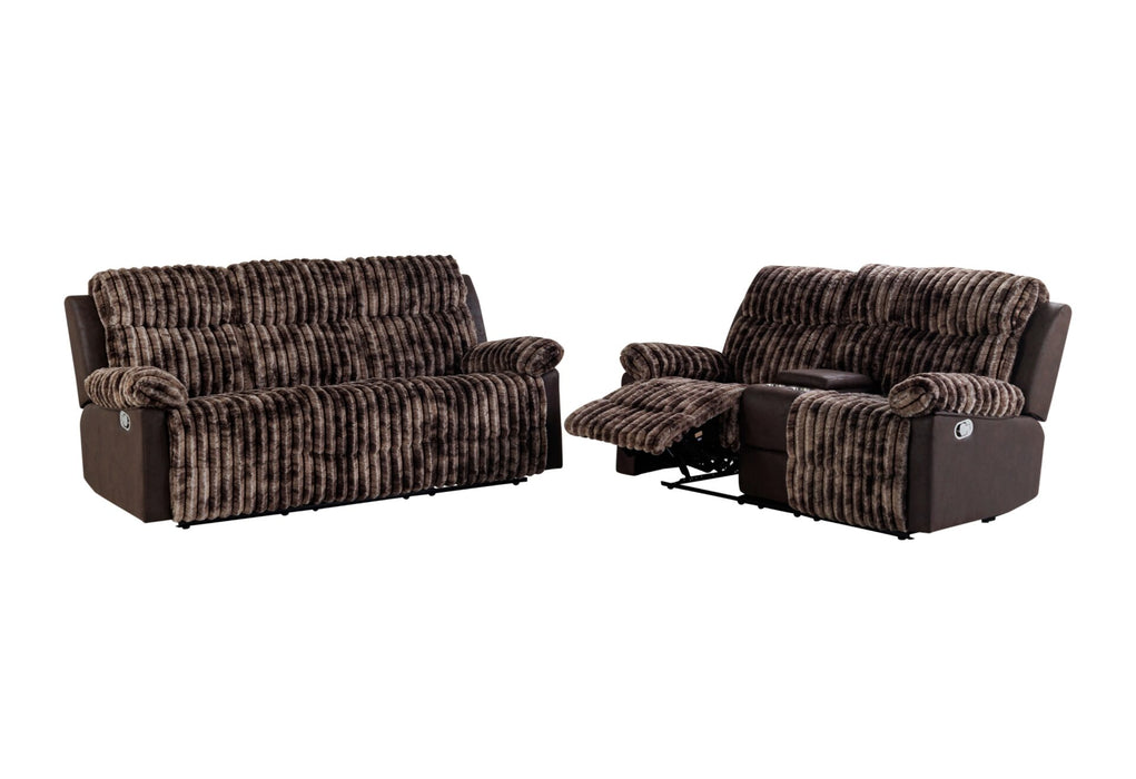 U6028 Brown Reclining Sofa-Console Reclining Loveseat - Home Furniture And More (Brentwood, MD)