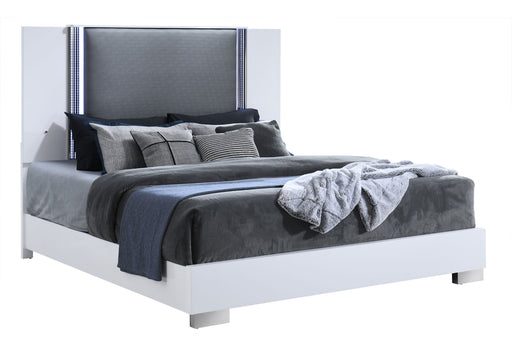 Ylime Smooth White Bed With Led Fully Slatted - Home Furniture And More (Brentwood, MD)