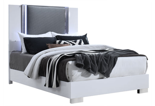 Ylime Smooth White Bed With Led Fully Slatted - Home Furniture And More (Brentwood, MD)
