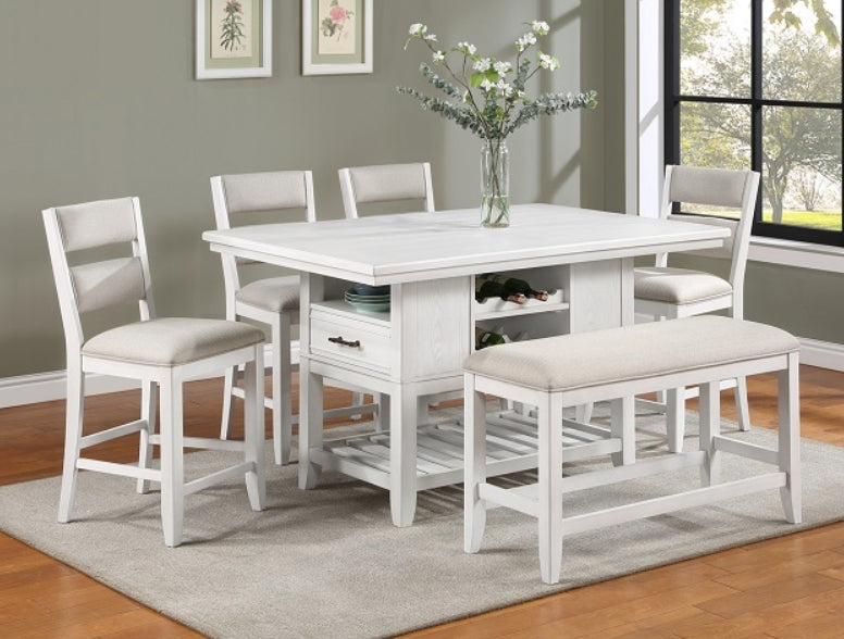 Crown Mark Furniture Wendy Counter Height Bench In White - Home Furniture And More (Brentwood, MD)