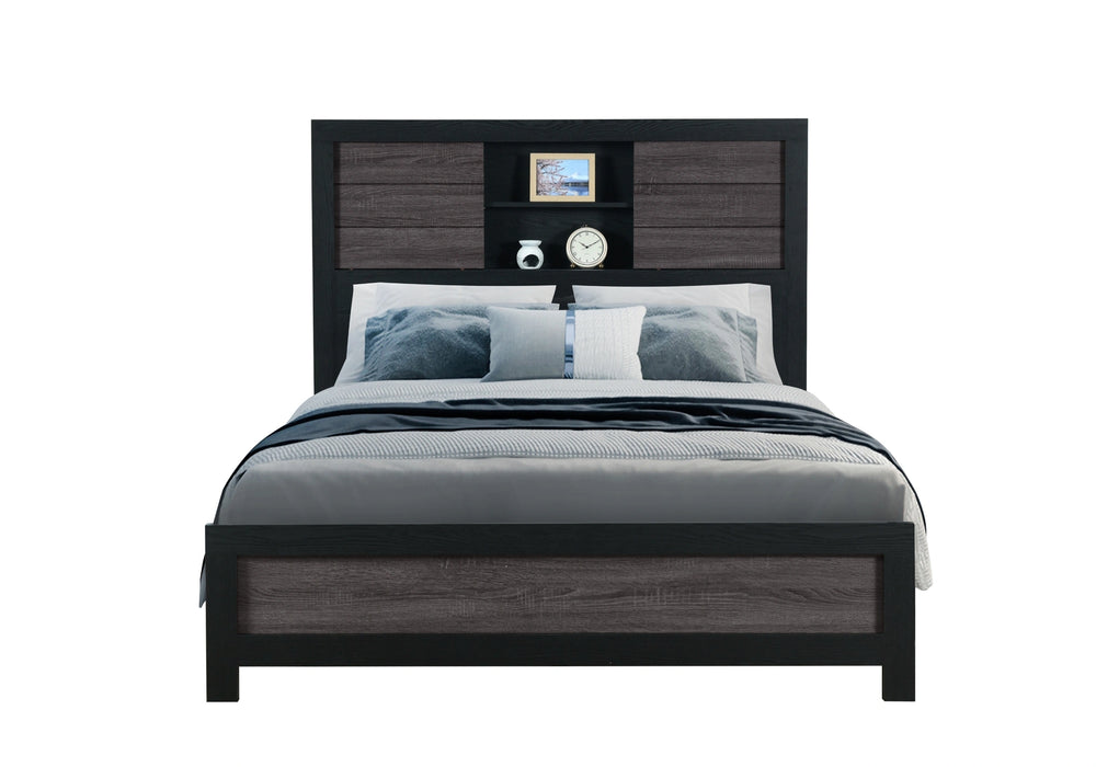 Lisbon Grey/Black Bookcase Bed