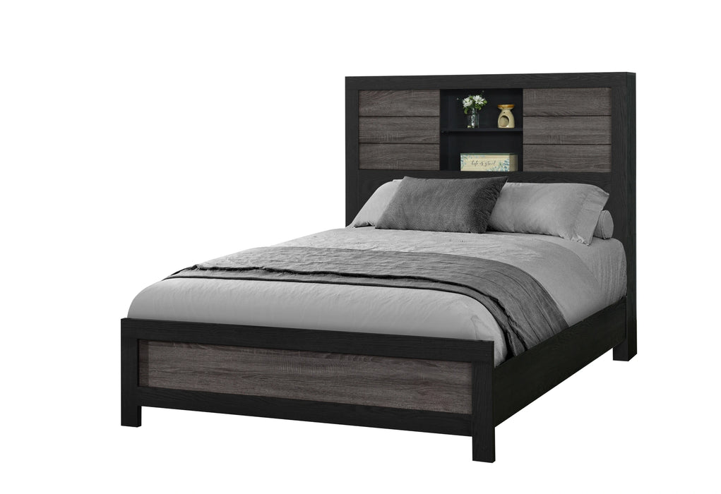 Lisbon Grey/Black Bookcase Bed