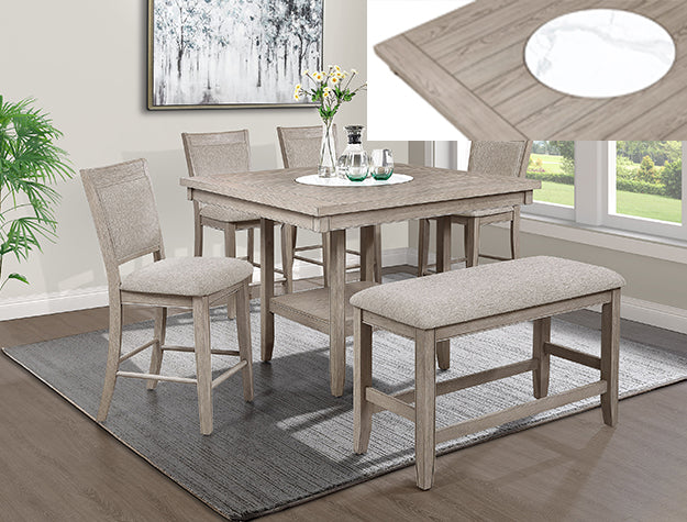 Fulton Ct Tbl Wh Oak W/Mbl Lzssn - Home Furniture And More (Brentwood, MD)