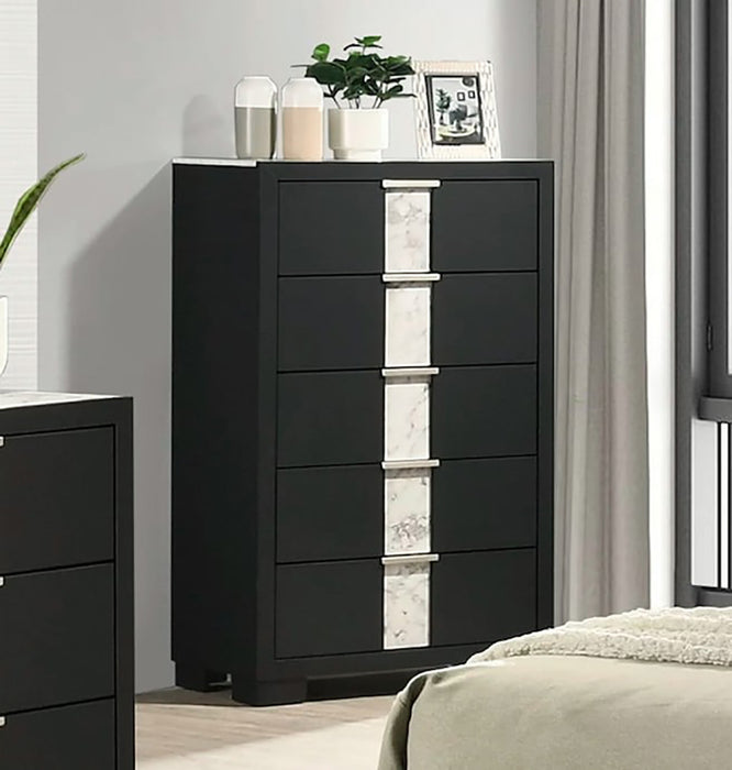 Crown Mark Furniture Rangley 5 Drawer Chest In Black - Home Furniture And More (Brentwood, MD)