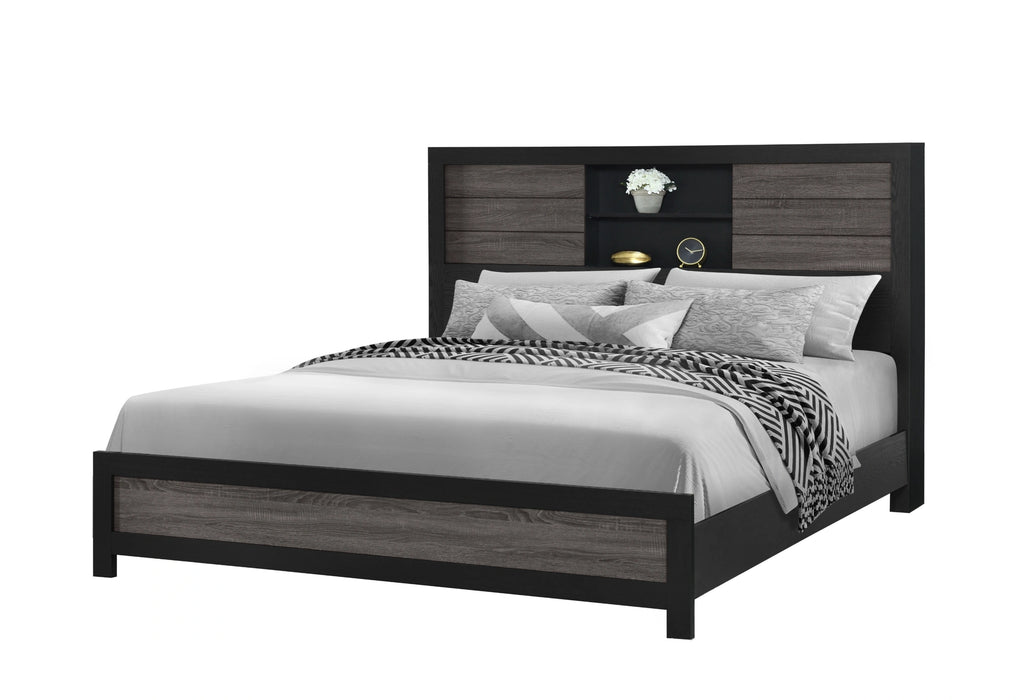 Lisbon Grey/Black Bookcase Bed
