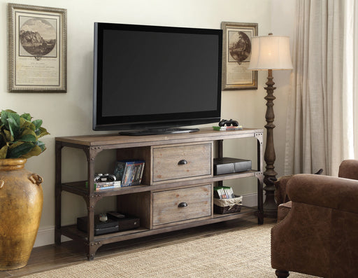 Gorden Weathered Oak & Antique Silver TV Stand - Home Furniture And More (Brentwood, MD)