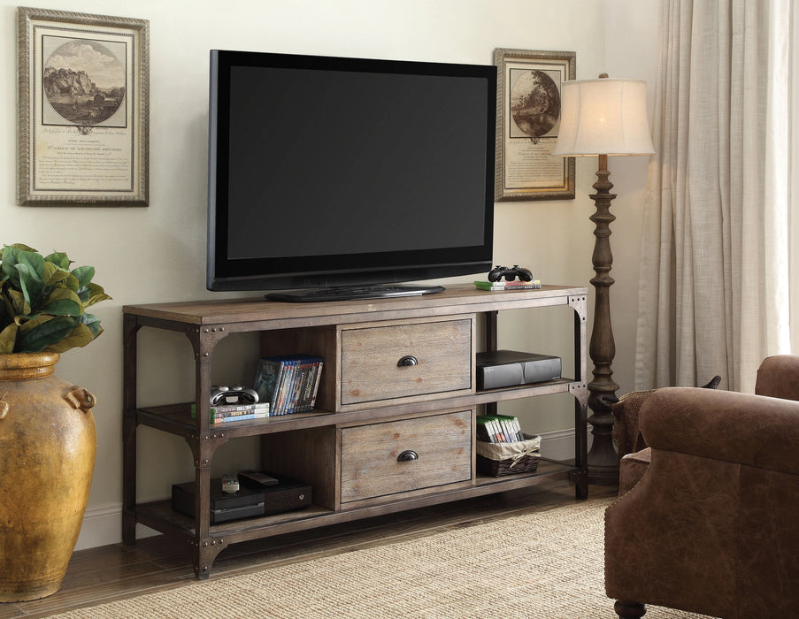 Gorden Weathered Oak & Antique Silver TV Stand - Home Furniture And More (Brentwood, MD)
