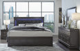 POMPEI METALLIC GREY KING BED GROUP WITH LED - Home Furniture And More (Brentwood, MD)