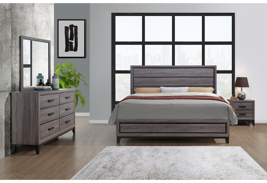 KATE FOIL GREY KING BED, DRESSER, MIRROR, NIGHTSTAND - Home Furniture And More (Brentwood, MD)