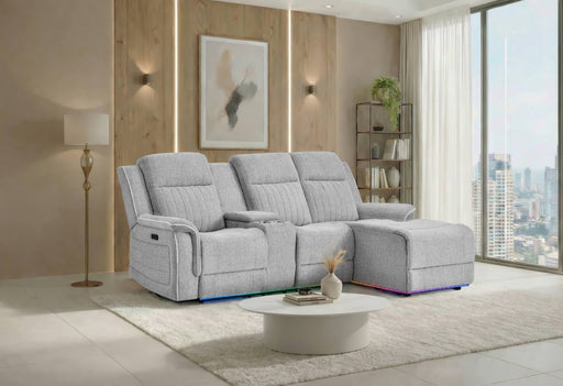 U8879 GREY 1 POWER PUSHBACK SECTIONAL WITH LED AND GLOBAL SS SPKR - Home Furniture And More (Brentwood, MD)