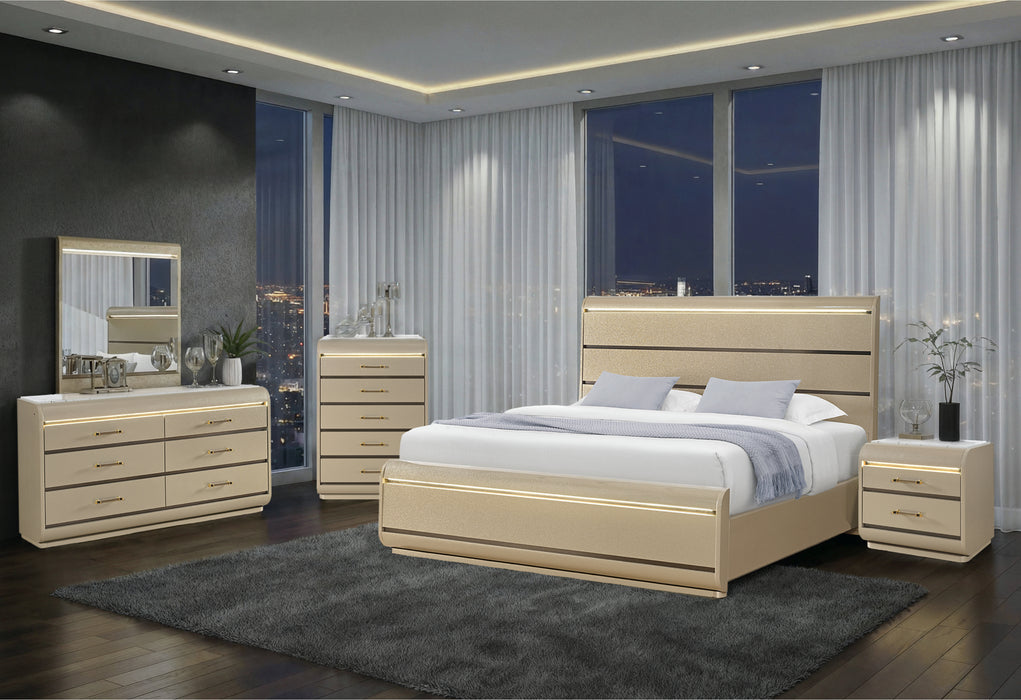 GENESIS GOLD NIGHTSTAND WITH LED - Home Furniture And More (Brentwood, MD)