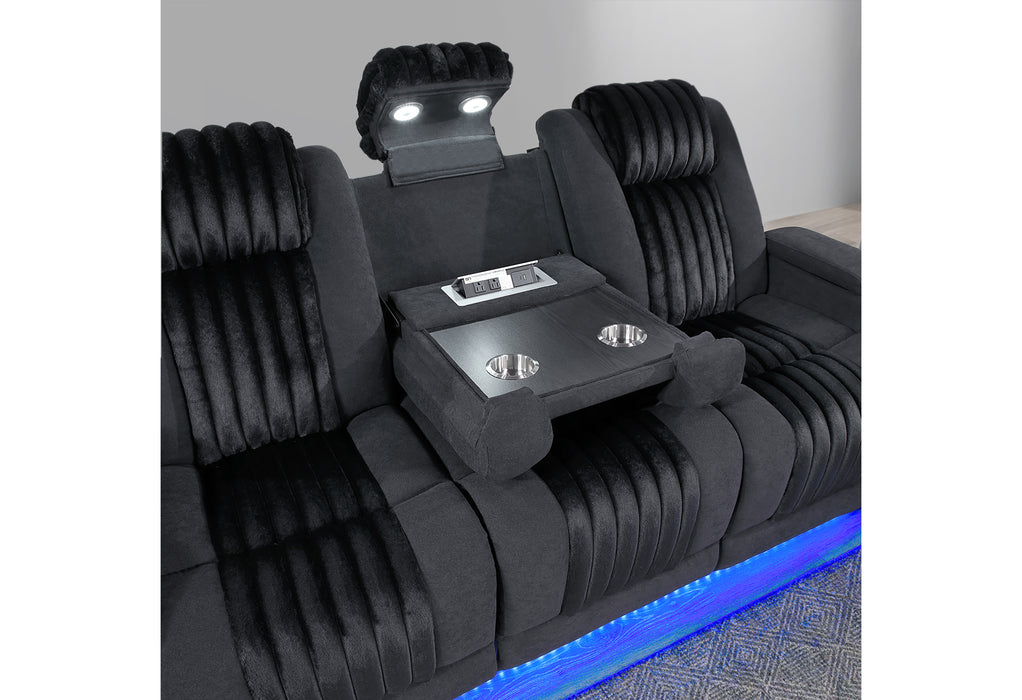 U8000 BLACK PWR REC SOFA/PWR CON REC LOVESEAT/PWR RECLINER W/PHR - Home Furniture And More (Brentwood, MD)