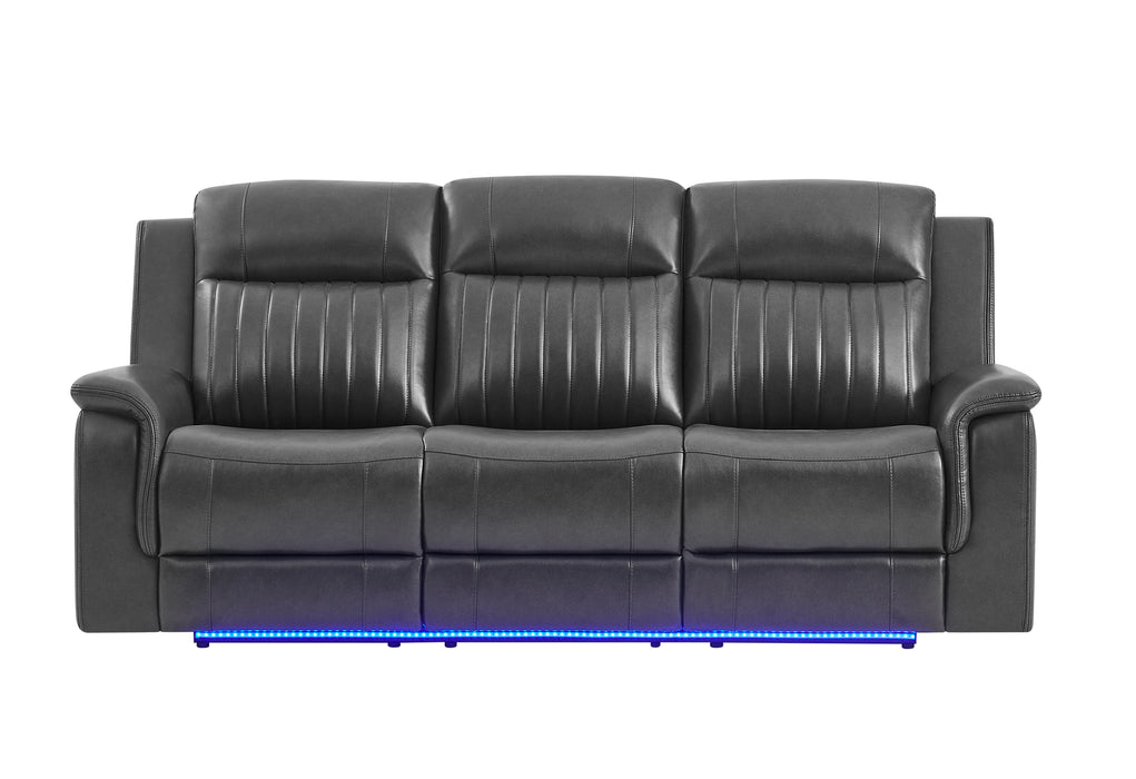 U8879 CHARCOAL PWR REC SOFA/PWR CON REC LOVESEAT/PWR REC W/LED & GL SS - Home Furniture And More (Brentwood, MD)