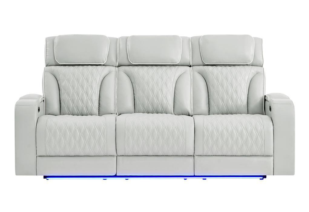 U8611 BLANCHE SILVER PWR REC SOFA WITH PHR AND LED - Home Furniture And More (Brentwood, MD)