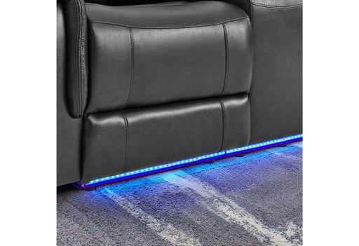 U8879 CHARCOAL PWR REC SOFA/PWR CON REC LOVESEAT W/LED & GL SS - Home Furniture And More (Brentwood, MD)