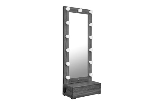 LEXI GREY TALL MIRROR WITH DRAWER AND SPEAKERS - Home Furniture And More (Brentwood, MD)