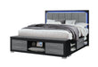 EMMA BLACK/GREY KING BED WITH LED AND USB - Home Furniture And More (Brentwood, MD)