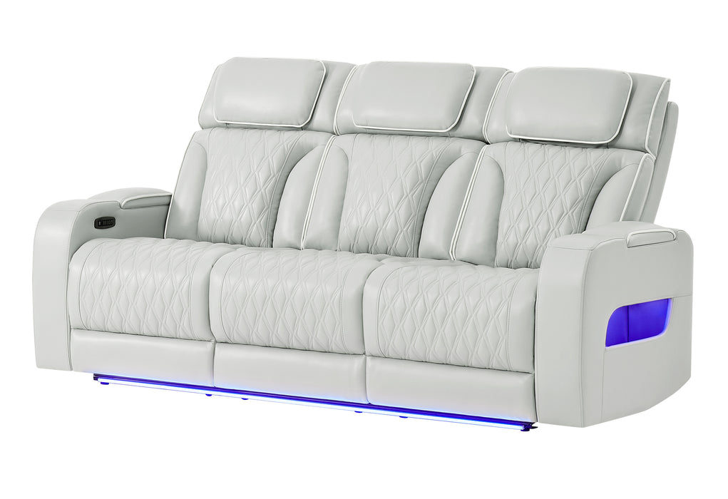 U8611 BLANCHE SILVER PWR REC SOFA WITH PHR AND LED - Home Furniture And More (Brentwood, MD)
