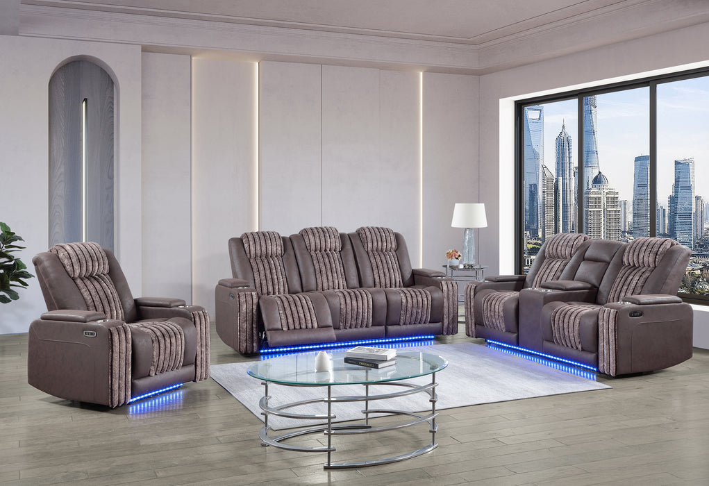 U8000 BROWN PWR REC SOFA/PWR CON REC LOVESEAT/PWR RECLINER W/PHR - Home Furniture And More (Brentwood, MD)