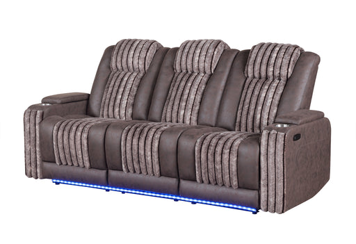 U8000 BROWN PWR REC SOFA W/PHR, DDT, READING LIGHT & LED LIGHT - Home Furniture And More (Brentwood, MD)