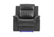 U8879 BLANCHE CHARCOAL WITH BLACK WELT POWER RECLINER WITH LED - Home Furniture And More (Brentwood, MD)