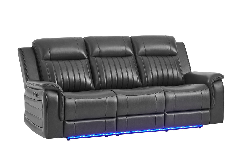 U8879 BLANCHE CHARCOAL PWR REC SOFA W/LED & GLOBAL SURROUND SYSTEM - Home Furniture And More (Brentwood, MD)