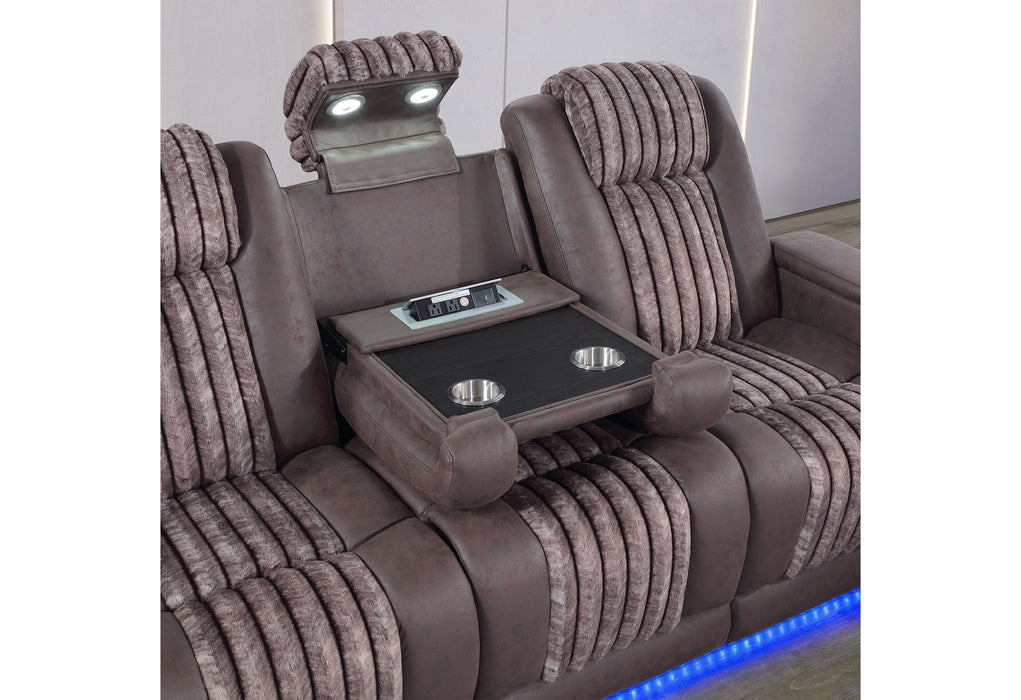 U8000 BROWN PWR REC SOFA/PWR CONSOLE REC LOVESEAT W/PHR - Home Furniture And More (Brentwood, MD)