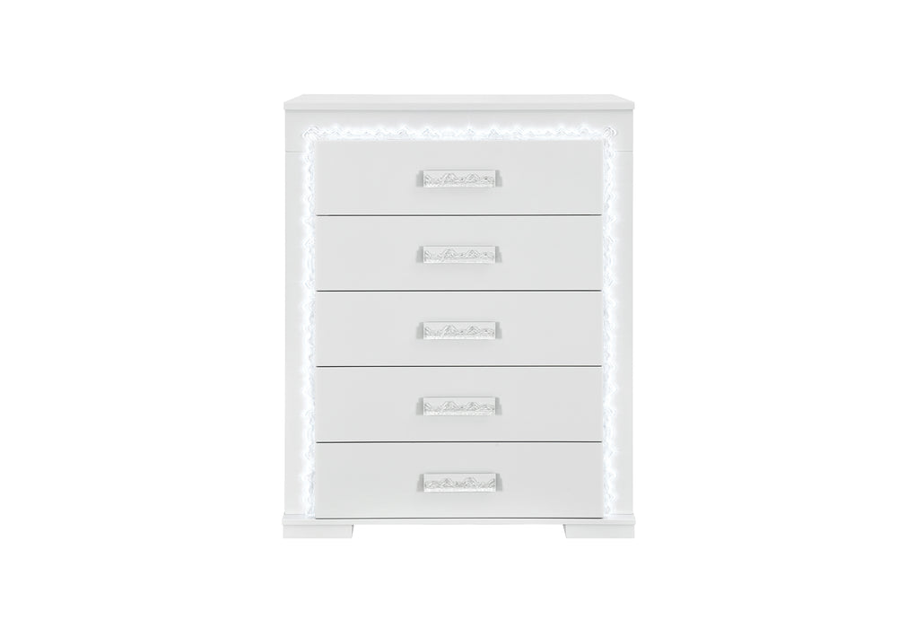 NAOMI SILVER MARBLE CHEST WITH LED - Home Furniture And More (Brentwood, MD)