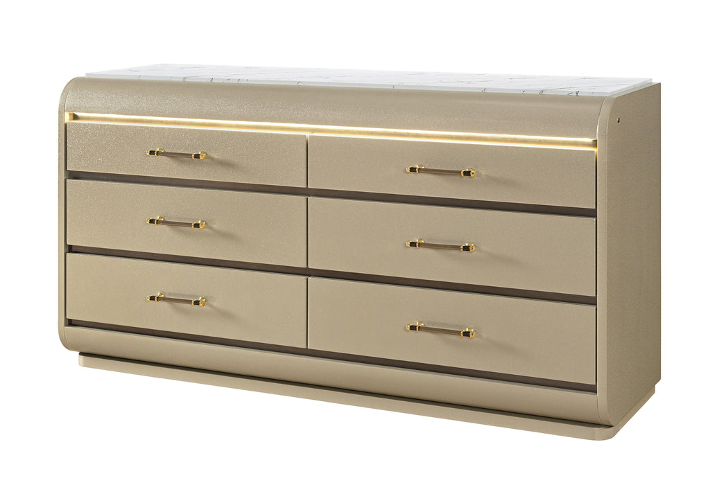 GENESIS GOLD DRESSER WITH LED - Home Furniture And More (Brentwood, MD)