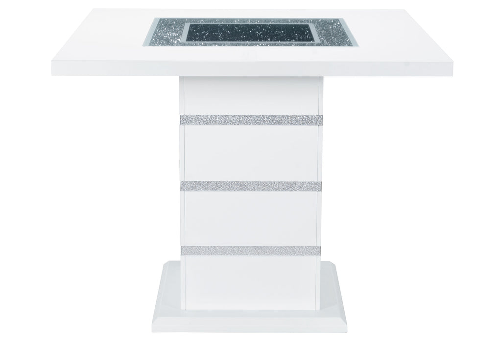 MONACO WHITE BAR TABLE + 8 MONACO BS-N - Home Furniture And More (Brentwood, MD)