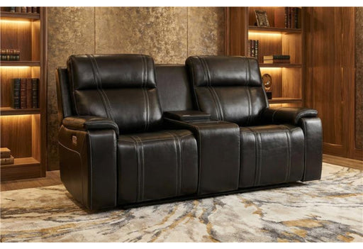 U8880 BLACK LEATHER POWER CONSOLE RECLINING LOVESEAT WITH COOLER - Home Furniture And More (Brentwood, MD)