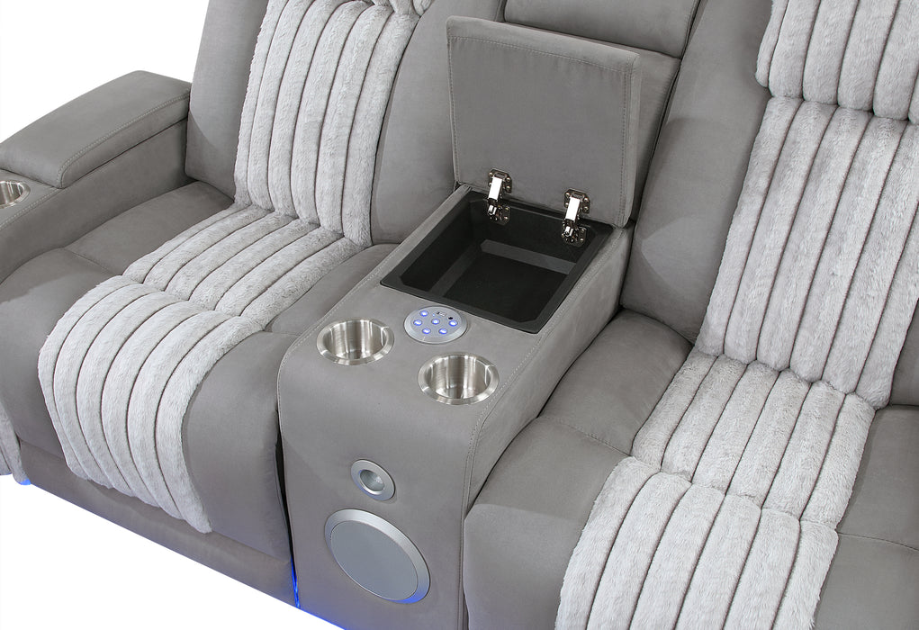 U8000 GREY PWR REC SOFA/PWR CON REC LOVESEAT/PWR RECLINER W/PHR - Home Furniture And More (Brentwood, MD)