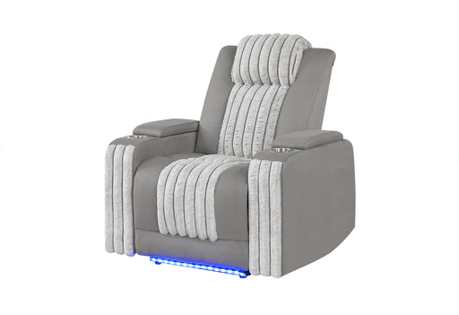 U8000 GREY POWER RECLINER W/ POWER HEADREST & LED LIGHT - Home Furniture And More (Brentwood, MD)